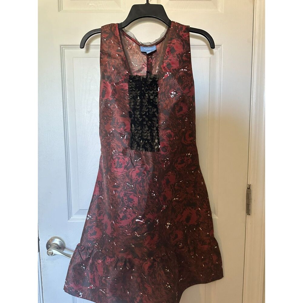 Simply Vera Women’s Sleeveless Floral Dress – Dark Red/Brown Pattern small